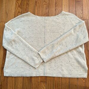 Eileen Fisher Crop Sweater Lg Cream Organic Cotton/Wool Peppered Boat Neck